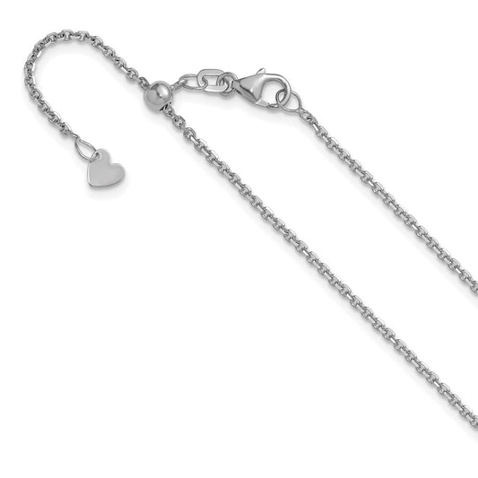 22 Inch 14K White Gold Adjustable 1.4mm D/C Cable Chain Necklace
