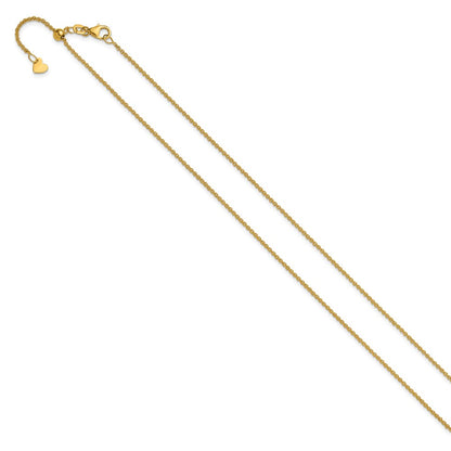 22 Inch 14K Yellow Gold Adjustable 1.4mm Round Cable Chain Necklace