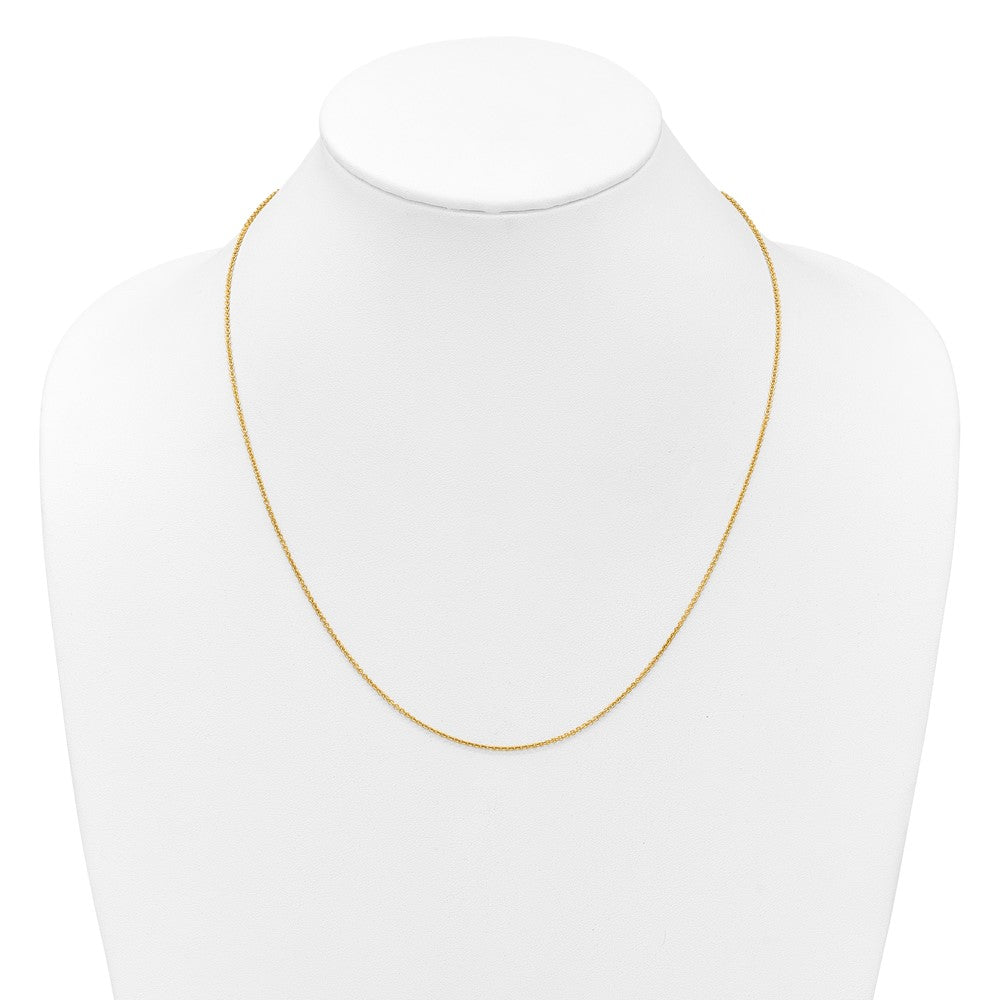 22 Inch 14K Yellow Gold Adjustable 1.4mm Round Cable Chain Necklace