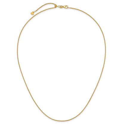 22 Inch 14K Yellow Gold Adjustable 1.4mm Round Cable Chain Necklace