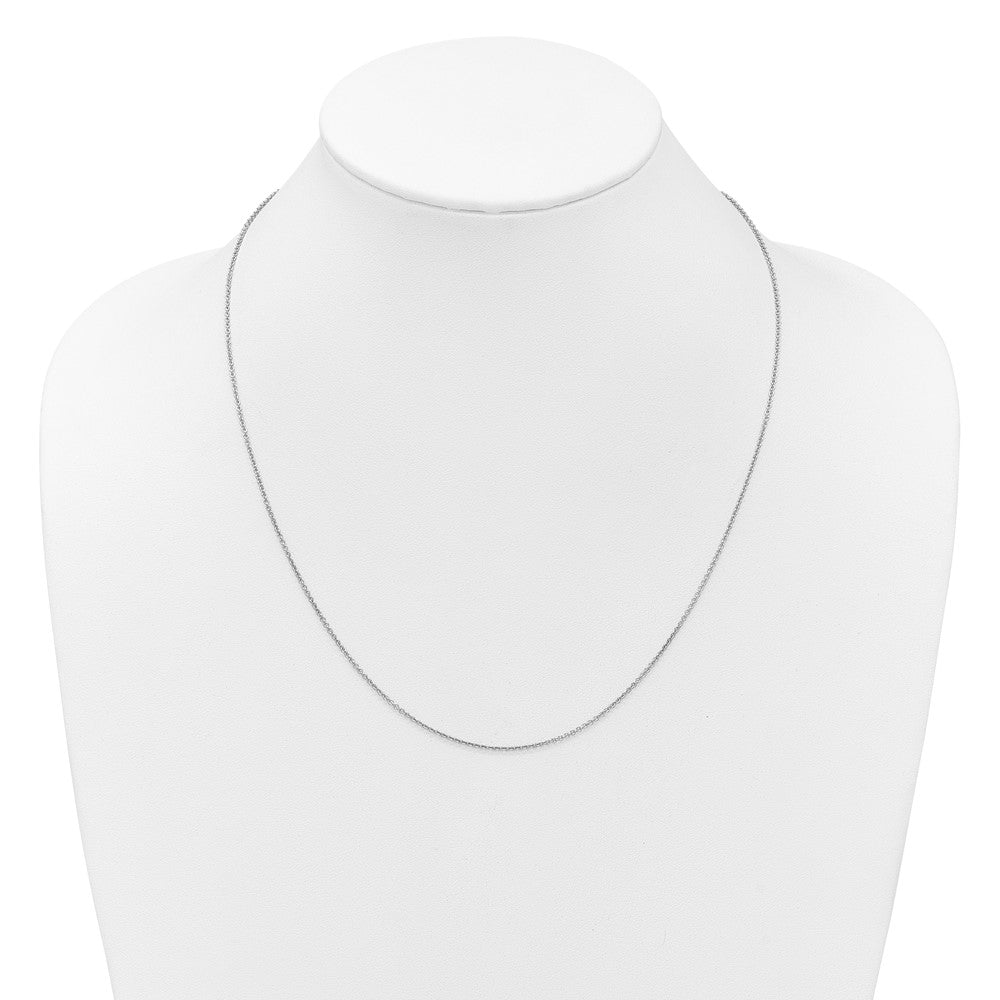 22 Inch 14K White Gold Adjustable 1.4mm Round Cable Chain Necklace