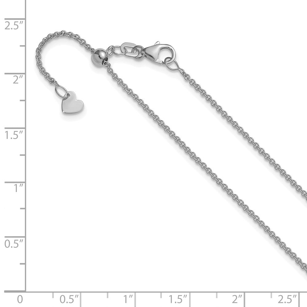 22 Inch 14K White Gold Adjustable 1.4mm Round Cable Chain Necklace