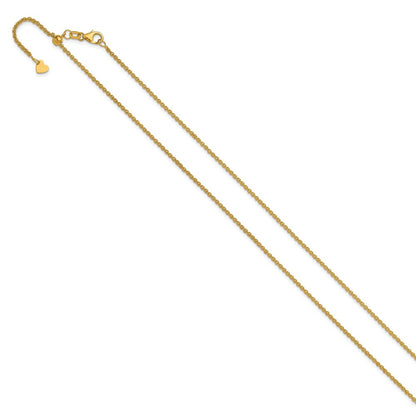 22 Inch 14K Yellow Gold Adjustable 1.65mm Round Cable Chain Necklace