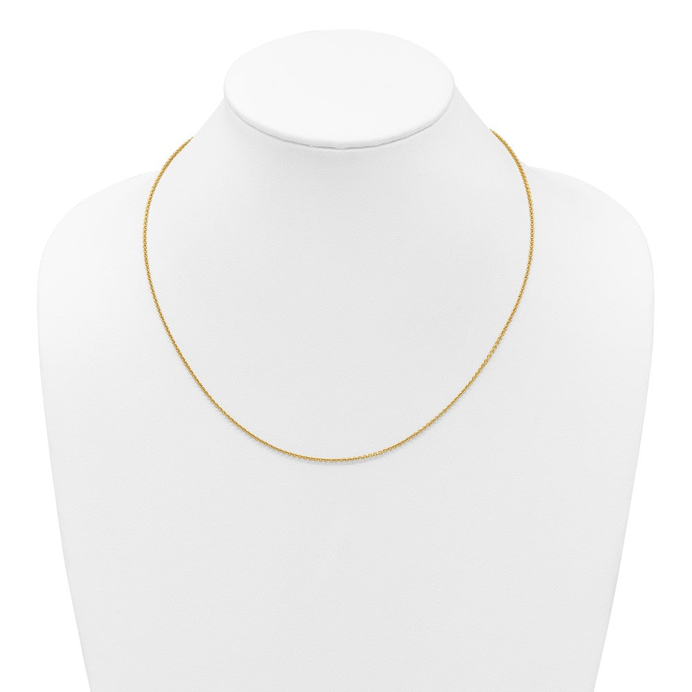 22 Inch 14K Yellow Gold Adjustable 1.65mm Round Cable Chain Necklace