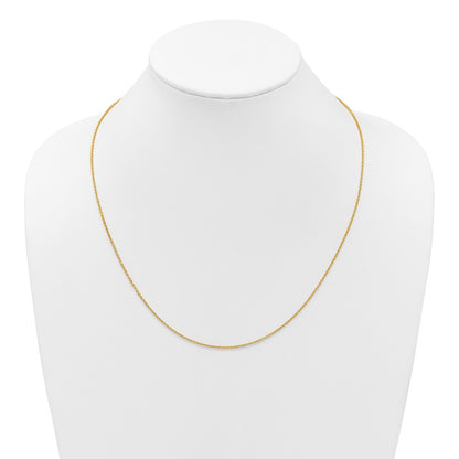 22 Inch 14K Yellow Gold Adjustable 1.65mm Round Cable Chain Necklace