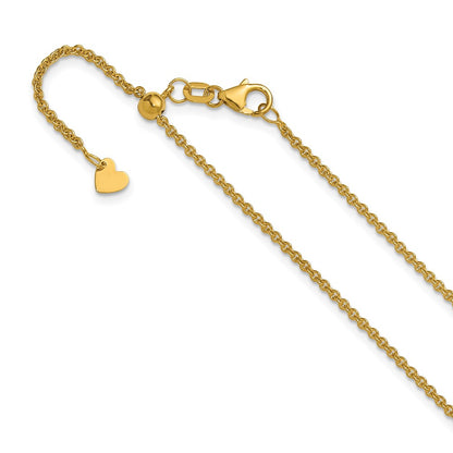 22 Inch 14K Yellow Gold Adjustable 1.65mm Round Cable Chain Necklace