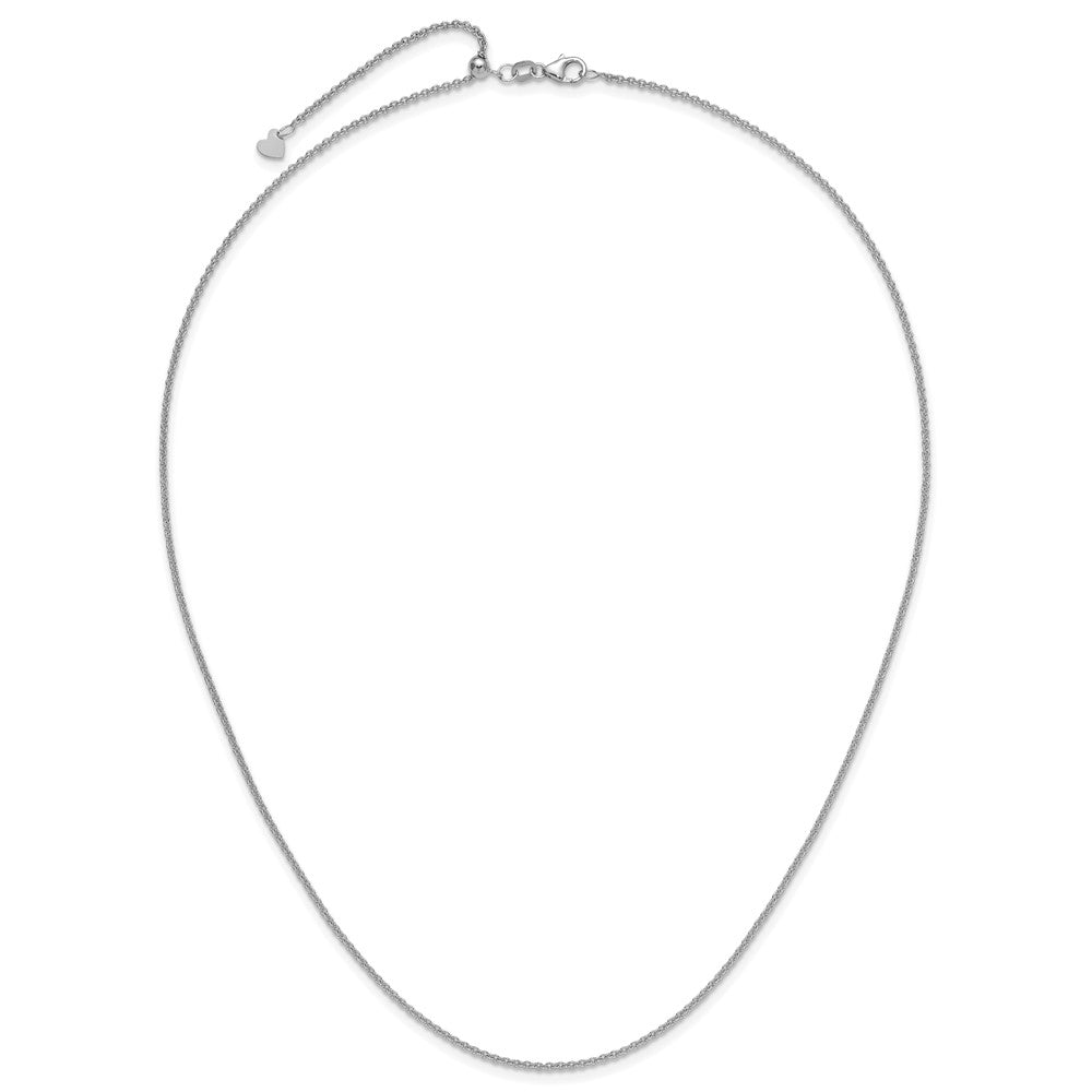 22 Inch 14K White Gold Adjustable 1.65mm Round Cable Chain Necklace