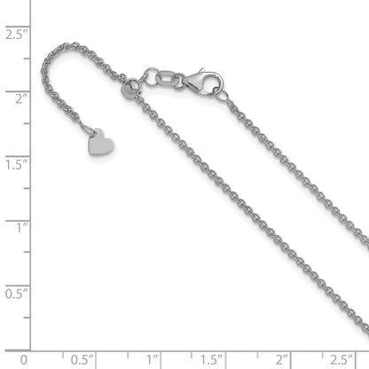 22 Inch 14K White Gold Adjustable 1.65mm Round Cable Chain Necklace