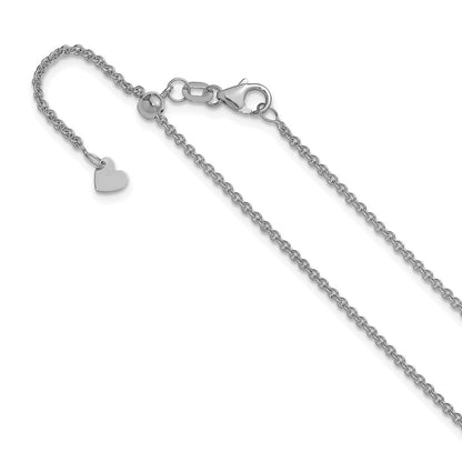 22 Inch 14K White Gold Adjustable 1.65mm Round Cable Chain Necklace