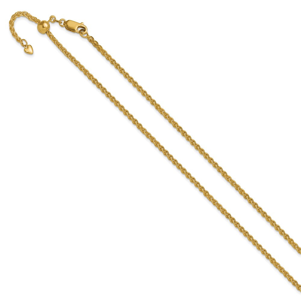 26 Inch 14K Yellow Gold Adjustable 2.5mm Semi Solid Spiga Chain Necklace