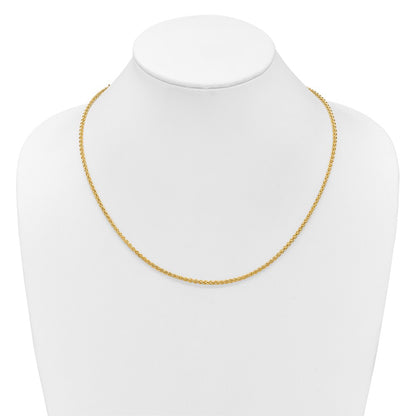 22 Inch 14K Yellow Gold Adjustable 2.5mm Semi Solid Spiga Chain Necklace
