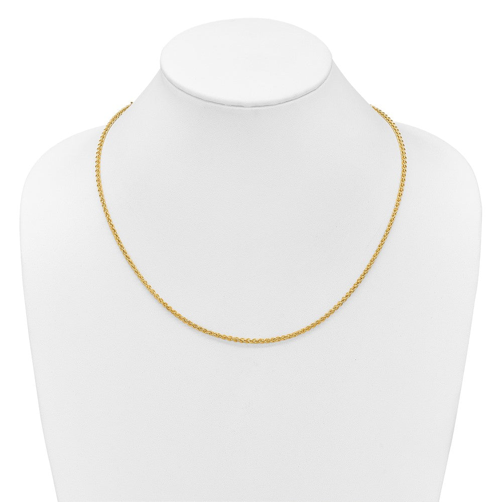 3 Inch 14K Yellow Gold Adjustable 2.5mm Semi Solid Spiga Chain Necklace