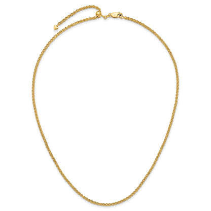 26 Inch 14K Yellow Gold Adjustable 2.5mm Semi Solid Spiga Chain Necklace