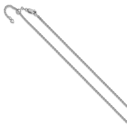 22 Inch 14K White Gold Adjustable 2.5mm Semi Solid Spiga Chain Necklace