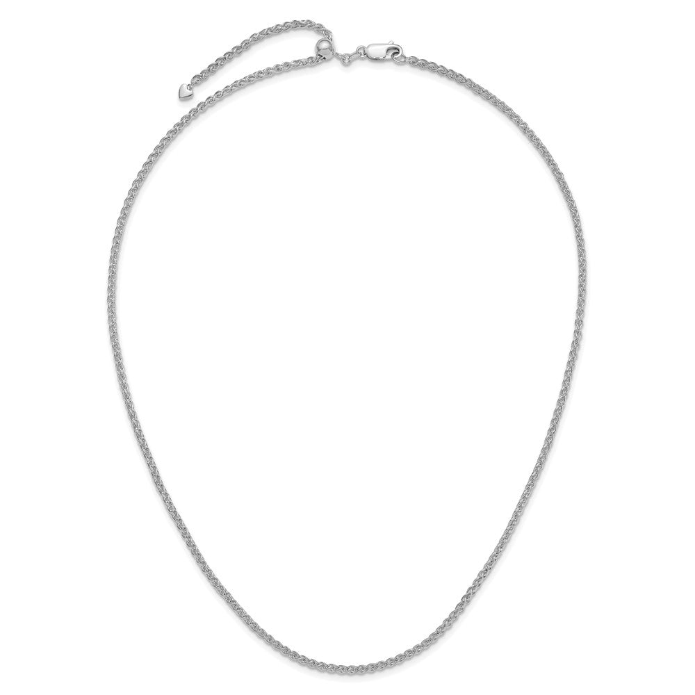 3 Inch 14K White Gold Adjustable 2.5mm Semi Solid Spiga Chain Necklace
