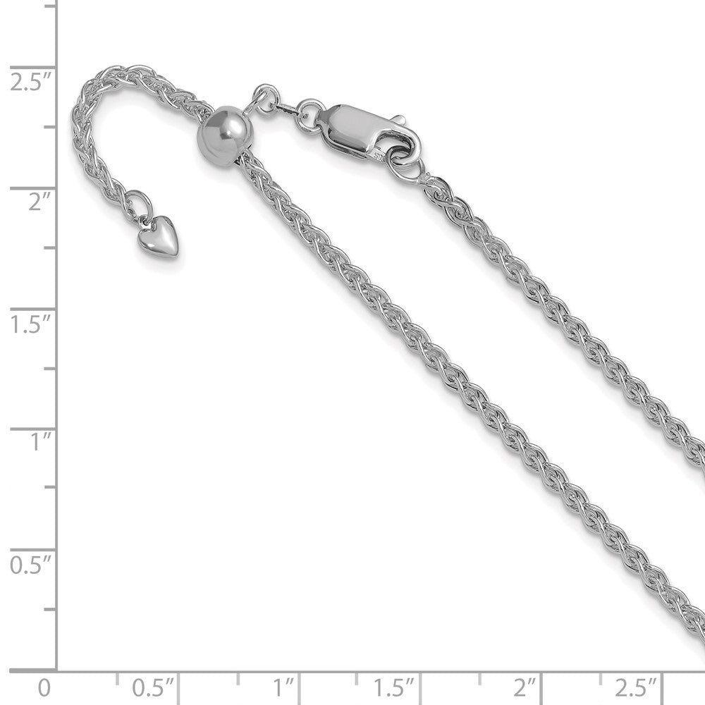 26 Inch 14K White Gold Adjustable 2.5mm Semi Solid Spiga Chain Necklace