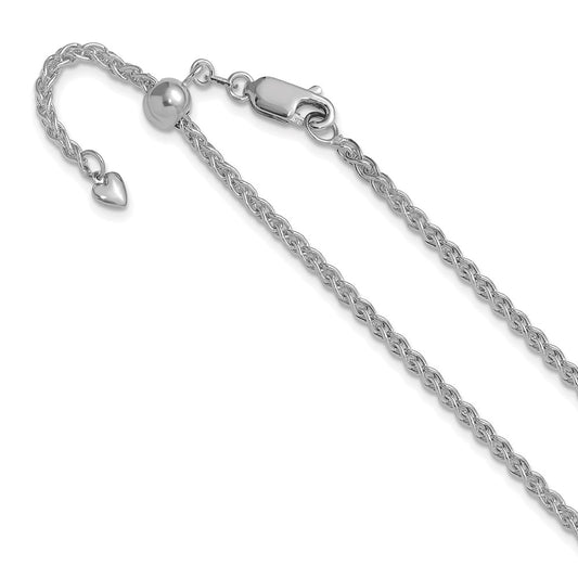 26 Inch 14K White Gold Adjustable 2.5mm Semi Solid Spiga Chain Necklace