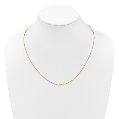 22 Inch 14K Yellow Gold Adjustable 1.65mm Semi Solid D/C Cable Chain Necklace