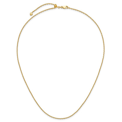 22 Inch 14K Yellow Gold Adjustable 1.65mm Semi Solid D/C Cable Chain Necklace