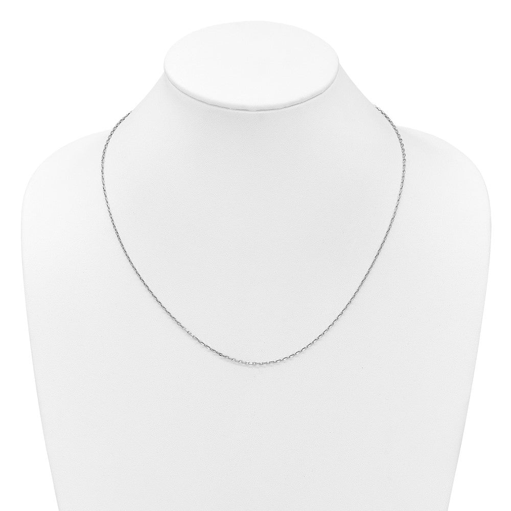 22 Inch 14K White Gold Adjustable 1.65mm Semi Solid D/C Cable Chain Necklace