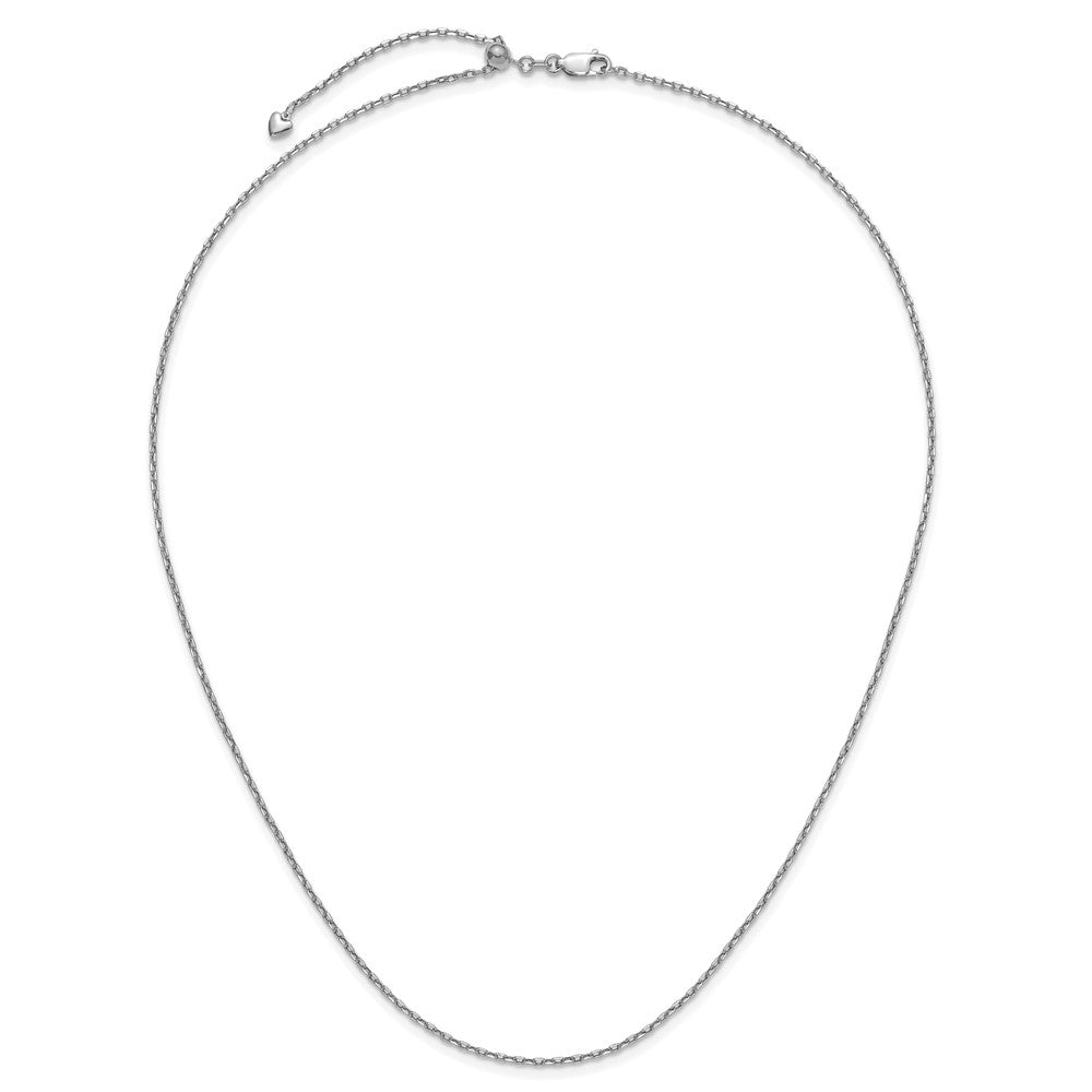 22 Inch 14K White Gold Adjustable 1.65mm Semi Solid D/C Cable Chain Necklace