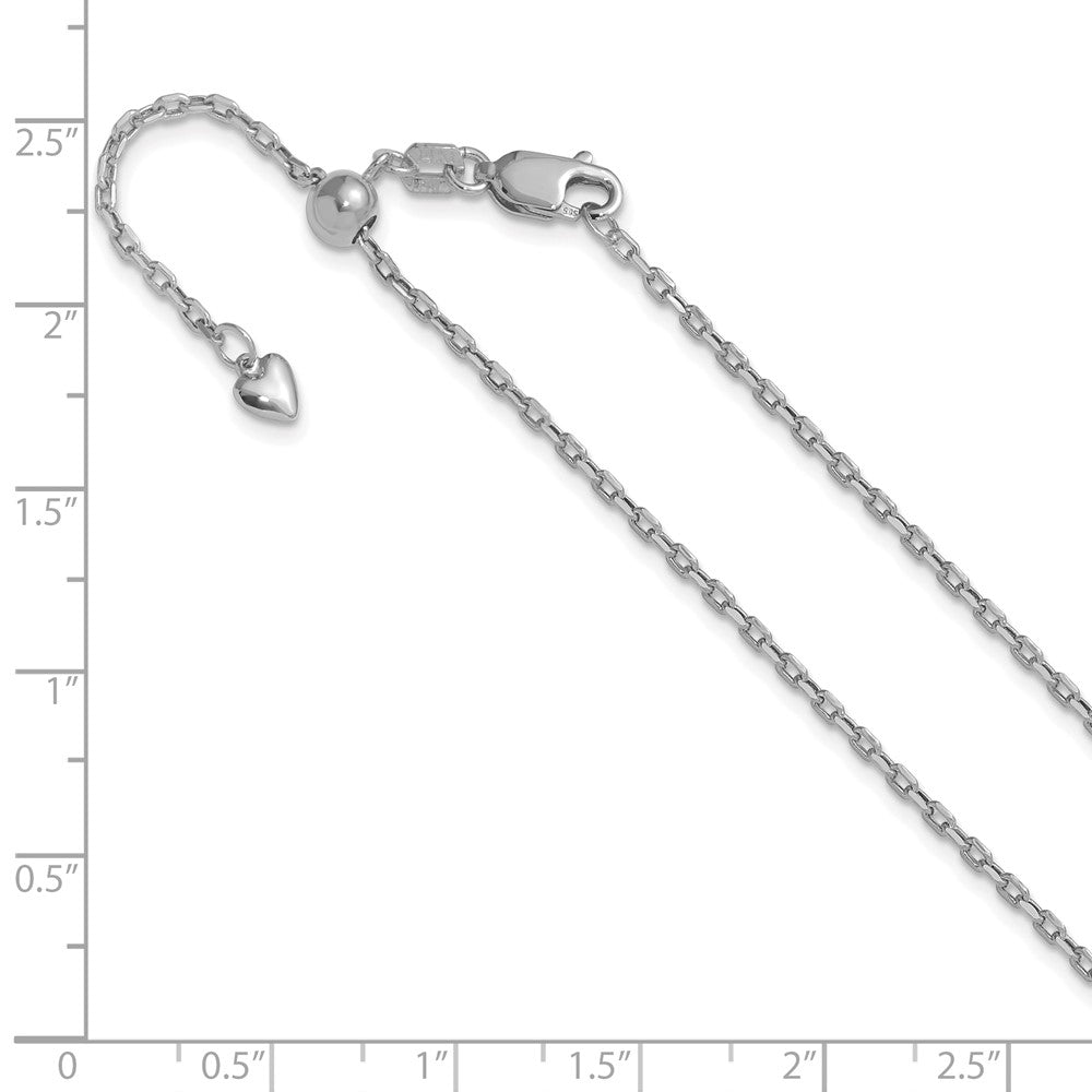 3 Inch 14K White Gold Adjustable 1.65mm Semi Solid D/C Cable Chain Necklace