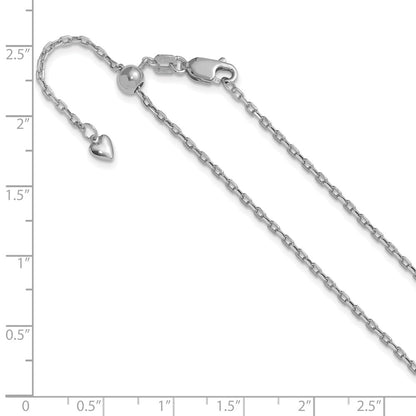 3 Inch 14K White Gold Adjustable 1.65mm Semi Solid D/C Cable Chain Necklace