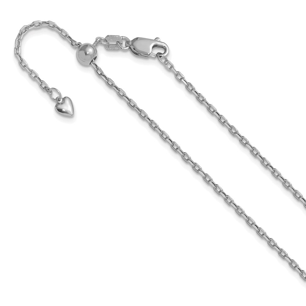 22 Inch 14K White Gold Adjustable 1.65mm Semi Solid D/C Cable Chain Necklace
