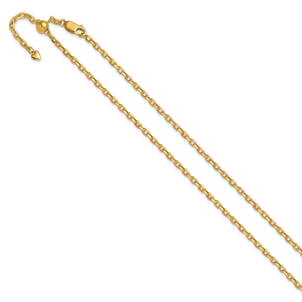 3 Inch 14K Yellow Gold Adjustable 2.75mm Semi Solid D/C Cable Chain Necklace