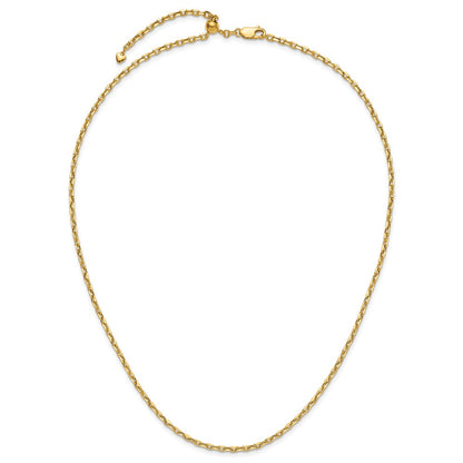 22 Inch 14K Yellow Gold Adjustable 2.75mm Semi Solid D/C Cable Chain Necklace