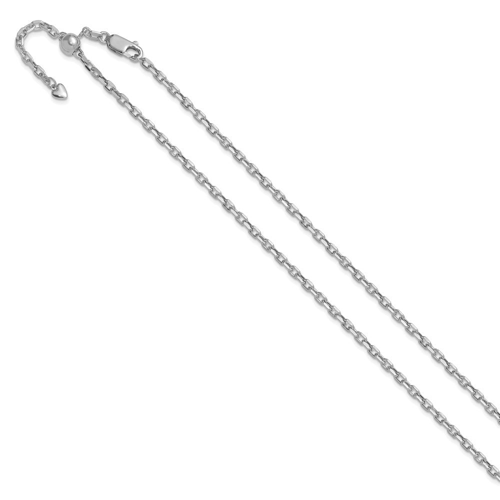 22 Inch 14K White Gold Adjustable 2.75mm Semi Solid D/C Cable Chain Necklace
