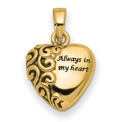 14k Yellow Gold Sentimental Expressions 14K Heart Remembrance Ash Holder Pendant