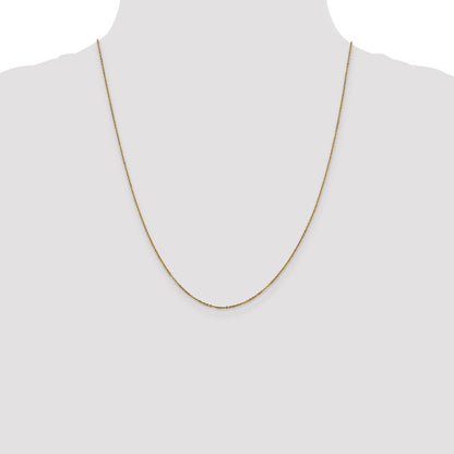 22 Inch 14K Yellow Gold 1.1mm Flat Cable Chain Necklace