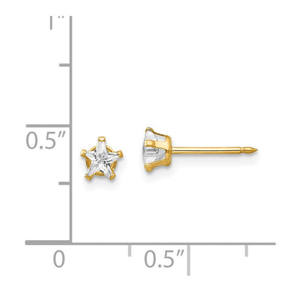 14K Yellow Gold Inverness 4mm Star Cz Post Earrings
