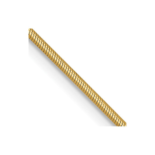 24 Inch 14K Yellow Gold .9mm Round Snake Chain Necklace