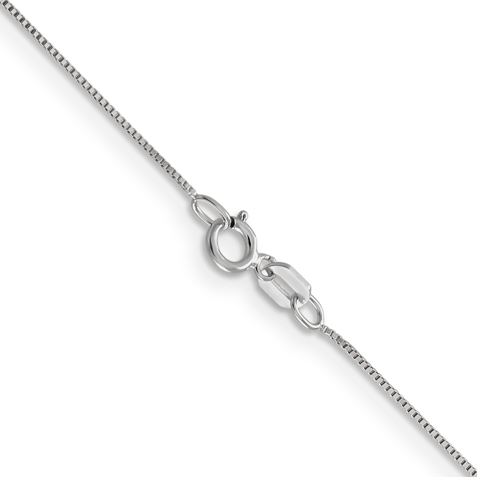 20 Inch 14K White Gold .5mm Baby Box With Spring Ring Clasp Chain Necklace