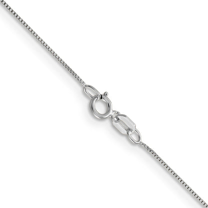 18 Inch 14K White Gold .5mm Baby Box With Spring Ring Clasp Chain Necklace