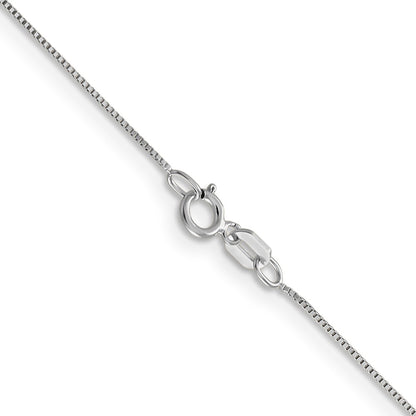 22 Inch 14K White Gold .5mm Baby Box With Spring Ring Clasp Chain Necklace
