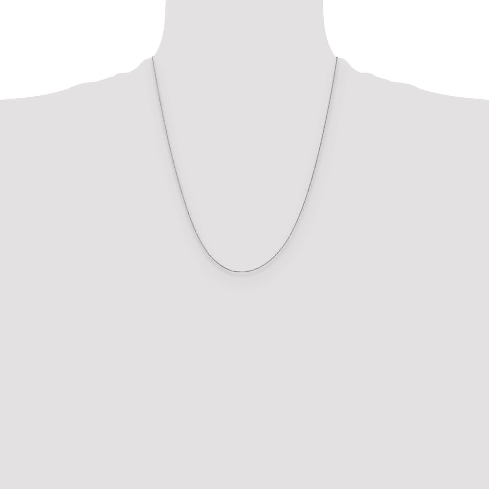 22 Inch 14K White Gold .5mm Baby Box With Spring Ring Clasp Chain Necklace