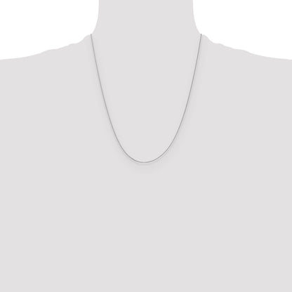 22 Inch 14K White Gold .5mm Baby Box With Spring Ring Clasp Chain Necklace