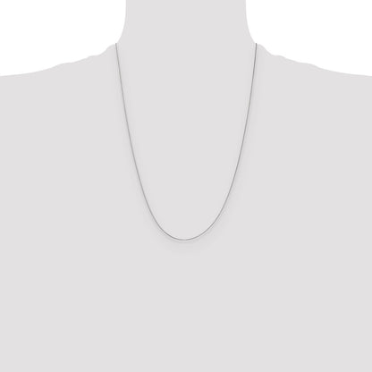 24 Inch 14K White Gold .5mm Baby Box With Spring Ring Clasp Chain Necklace