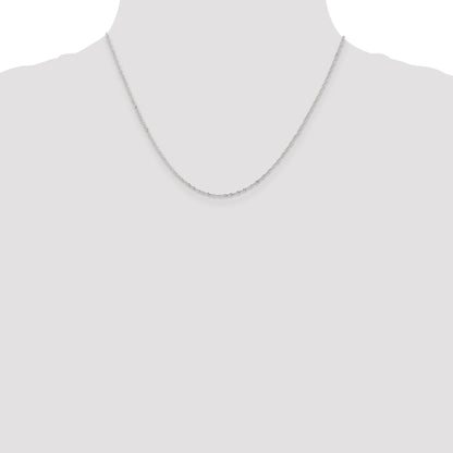 18 Inch 14K White Gold 1mm Singapore With Lobster Clasp Chain Necklace