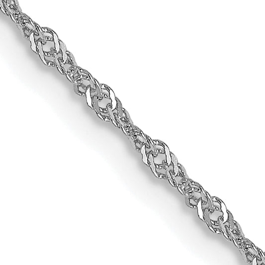 24 Inch 14K White Gold 1mm Singapore With Lobster Clasp Chain