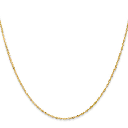 20 Inch 14K 1mm Singapore With Lobster Clasp Chain Necklace