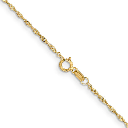 16 Inch 14K 1mm Singapore With Lobster Clasp Chain Necklace