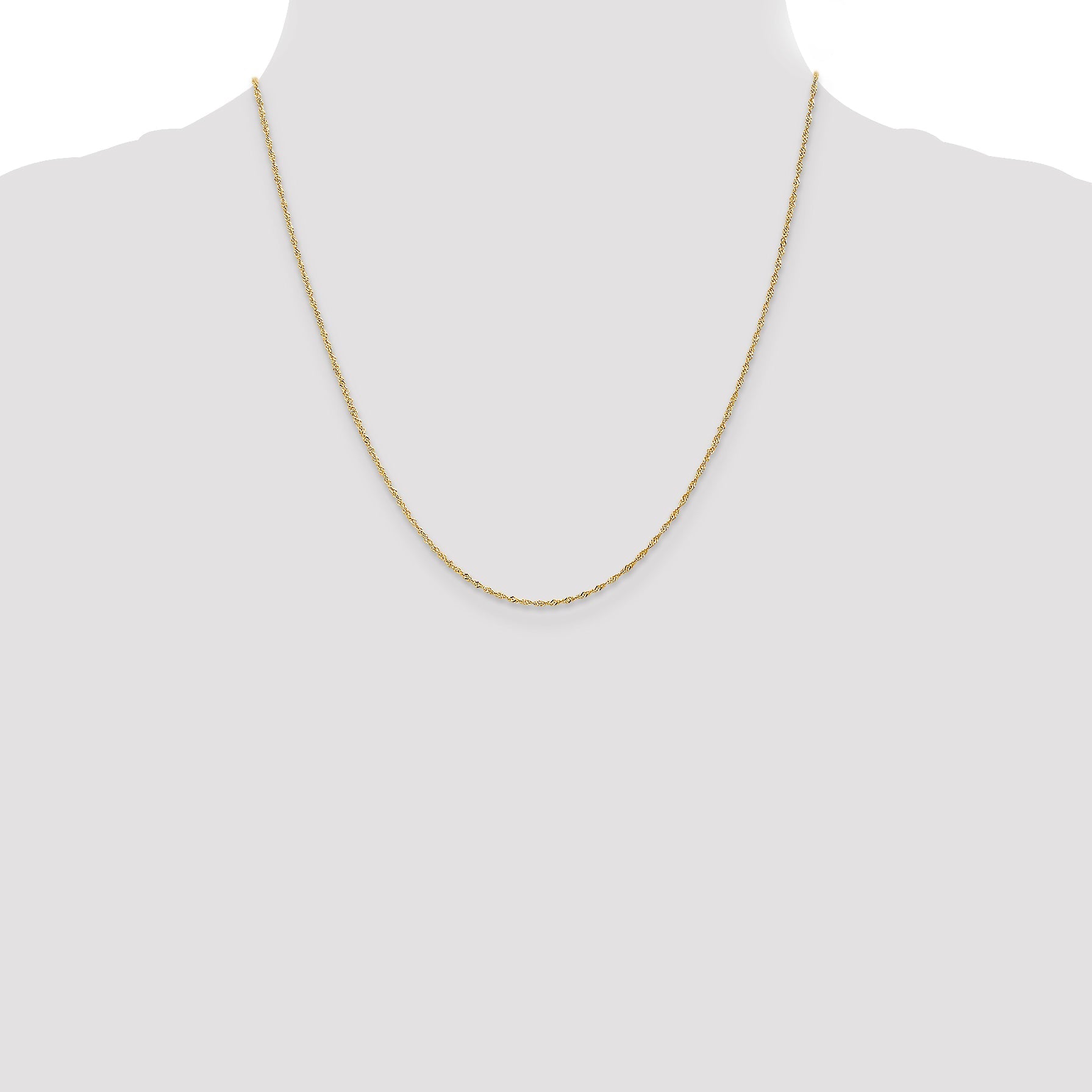 20 Inch 14K 1mm Singapore With Lobster Clasp Chain Necklace