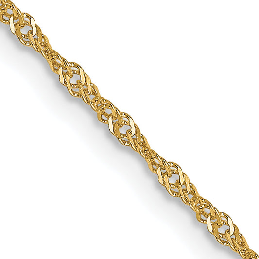 24 Inch 14K 1mm Singapore With Lobster Clasp Chain