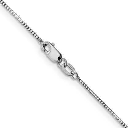 18 Inch 14K White Gold .8mm Box With Lobster Clasp Chain Necklace