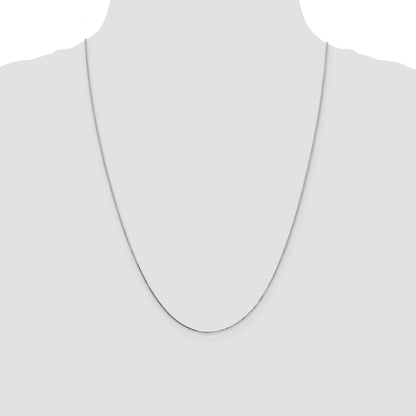 24 Inch 14K White Gold .8mm Box With Lobster Clasp Chain Necklace