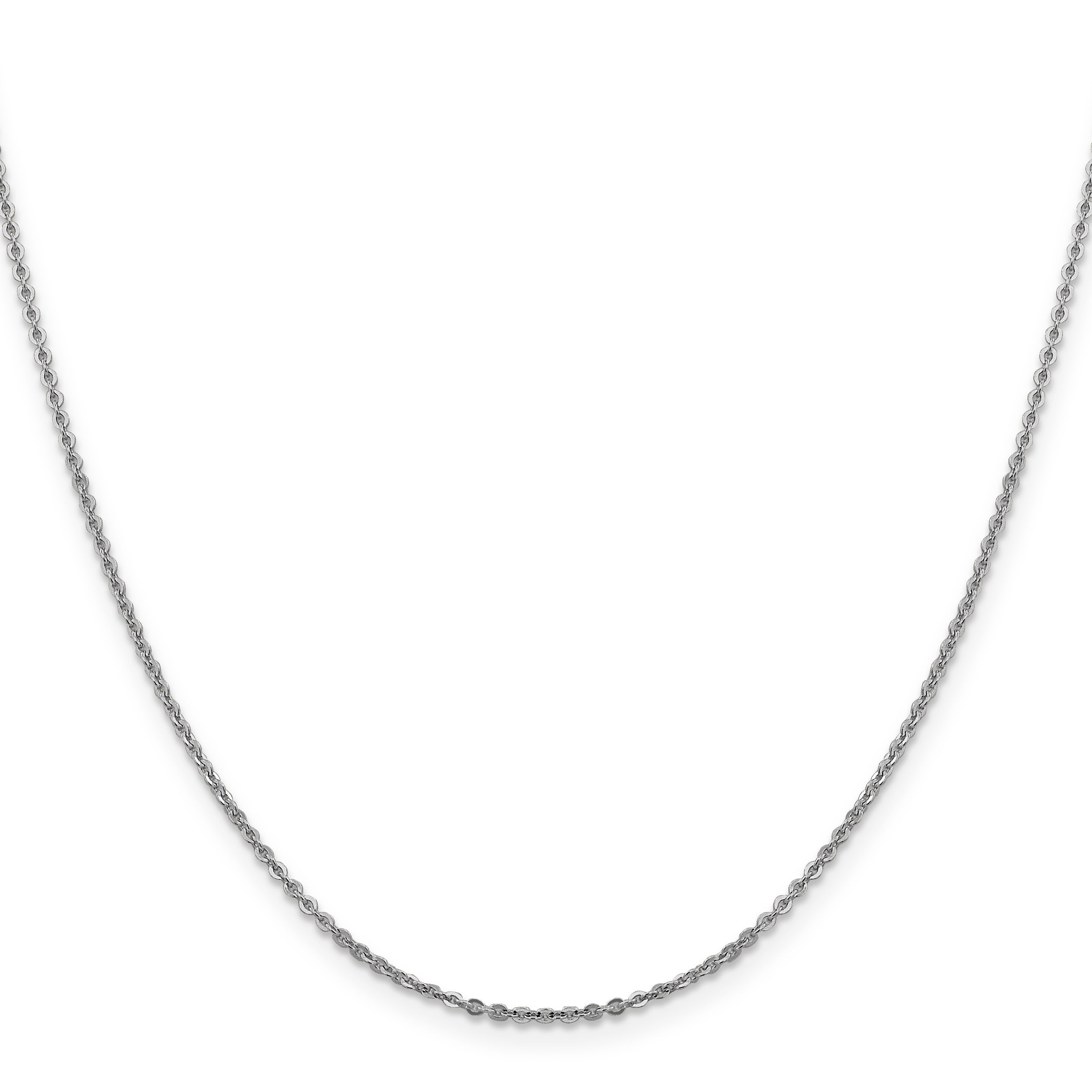 18 Inch 14K White Gold 1.7mm Flat Cable Chain Necklace
